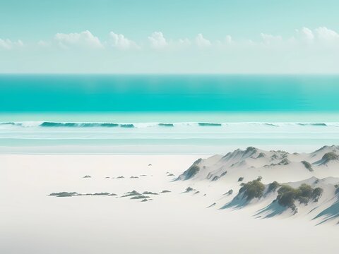 color landscape with beach and ocean  minimalistic
