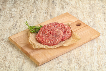 Raw beef burger cutlet for grill