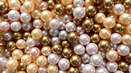 Pearl background. Texture from beads of colorful pearls. Generative ai