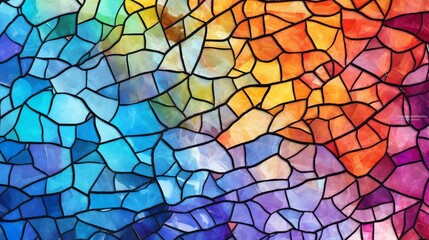 Multicolored stained glass with an irregular pattern. Generative ai - obrazy, fototapety, plakaty