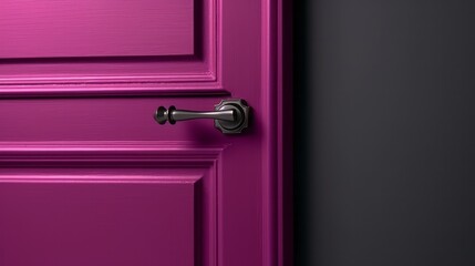 Magenta painter door with handle close-up. Generative ai