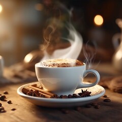 cup of coffee with beans