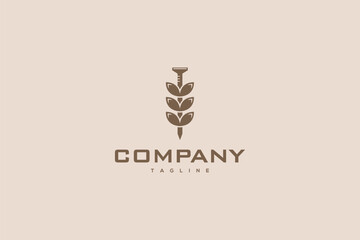 Creative logo design depicting a grain with a nail inside it - Logo Design Template