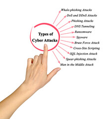 Fototapeta premium Eleven Types of Cyber Attacks