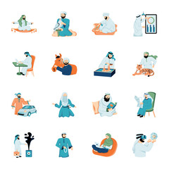 Set of Arab People Flat Illustrations 


