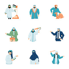 Bundle of Arab Persons Flat Illustrations 

