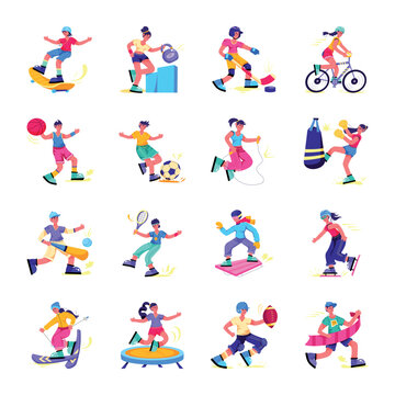 Pack of Sports Flat Illustrations 

