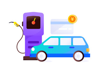 Flat vector concept operation hand-drawn illustration of people taking a taxi
