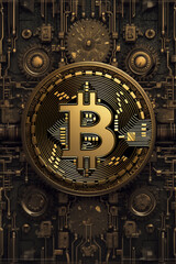 Fototapeta na wymiar Generative ai. Bitcoin close up illustration