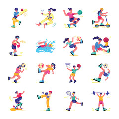 Collection of Sportsman Flat Illustrations 

