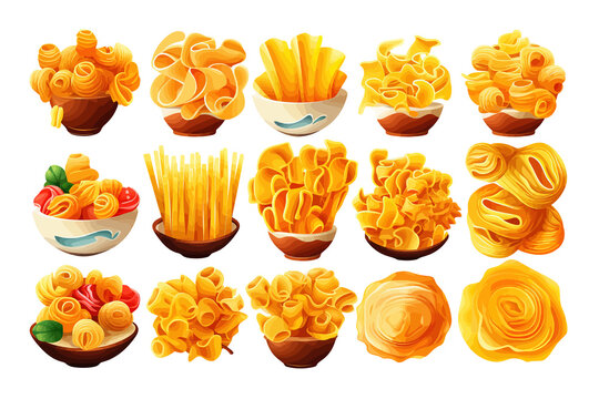 macaroni  set collection graphic clipart design. Generative AI