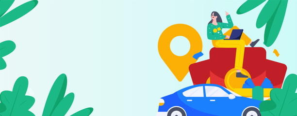 Naklejka premium Flat vector concept operation hand-drawn illustration of people taking a taxi 