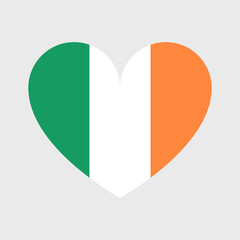 Ireland flag vector icons set in the shape of heart, star, circle and map. Irish flag illustration in different geometrical shapes.