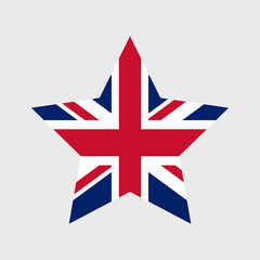 UK flag vector icons set in the shape of heart, star, circle and map. United Kingdom and Great Britain flag illustration in different geometrical shapes. British national symbol.