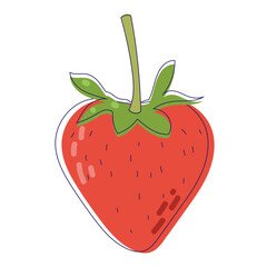 Summer Vector Seamless bright light Strawberry doodle style fresh fruit healthy food. Abstract hand drawing icon. Illustration of a drink for menu or packaging design