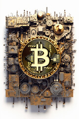 Generative ai. Bitcoin close up illustration