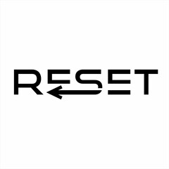 Reset word design with back arrow sign.