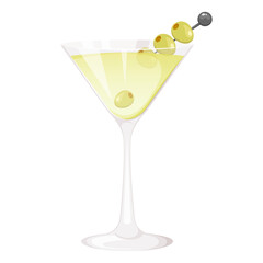 Classic martini decorated with olives.
