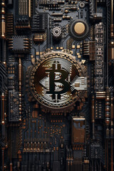Generative ai. Bitcoin close up illustration