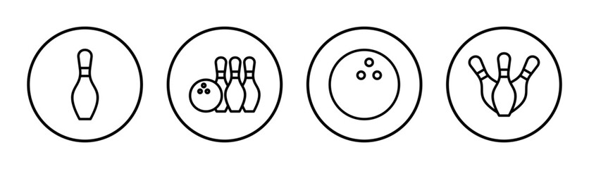 Bowling icon set illustration. bowling ball and pin sign and symbol.