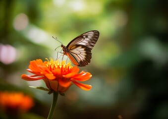 Obraz premium Close-up of a Butterfly on a Vibrant Flower. Generative AI.