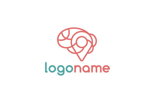 Creative logo design depicting a brain and a locator symbol - Logo Design Template	
