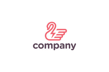 Creative logo design depicting a swan with a bolt - Logo Design Template	
