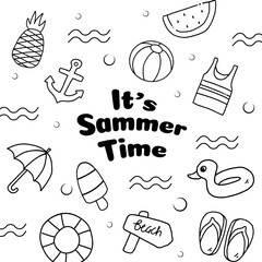 hand drawn element illustration for summer season