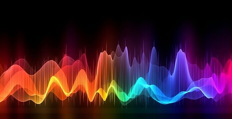 Equalizer sound wave rainbow background. Generative ai