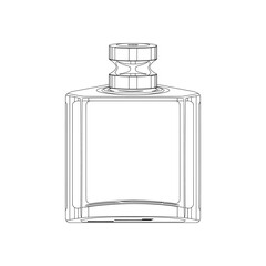 Men's perfume bottle in outline icon, square perfume glass bottle packaging vector illustration in trendy style. Popular perfume spray for men in the world. Top choice of editable graphic resources.