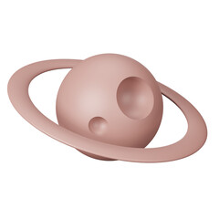 Saturn planet cartoon space elements cute children objects in minimal style. 3d render.