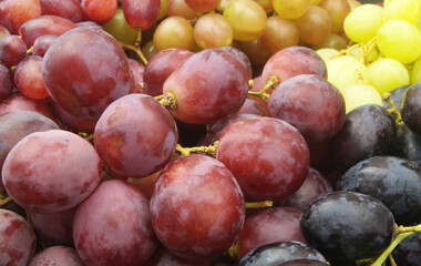 Close up of different kinds of grapes as background