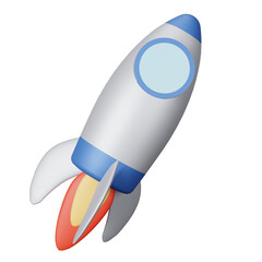 Space ship Rocket  cartoon space elements cute children objects in minimal style. 3d render