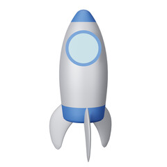 Space ship Rocket  cartoon space elements cute children objects in minimal style. 3d render