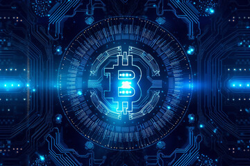 Obraz premium Generative ai. Bitcoin close up illustration