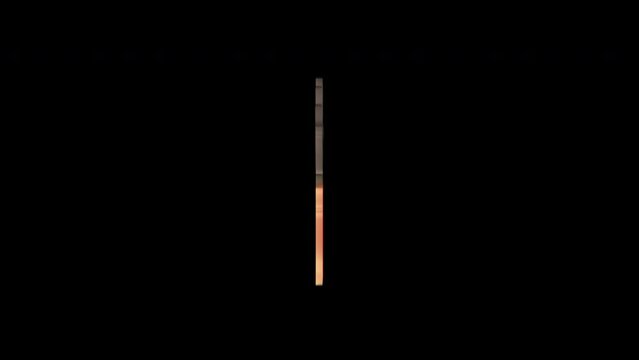Animation of spinning hand, 4K UHD vector and 3D motion, burning match on black.