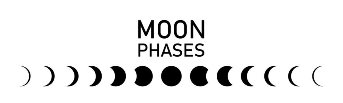 Moon phases icon moon phases. The whole cycle from new moon to full moon. icon vector