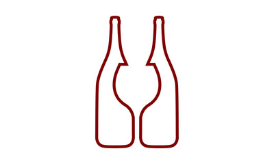 Glass and bottle of wine icon logo