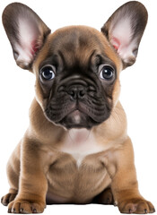 cute sitting bulldog puppy isolated on white background as transparent PNG, generative AI animal