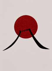 日の丸の太陽と富士山