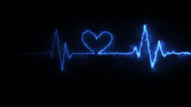 abstract saber line heartbeat rate and pulse animation background  on black screen