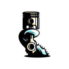 vector octopus wrapped around a motorcycle piston on a white background