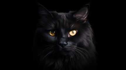 Mysterious Black Cat Peering from the Shadows