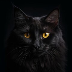 Mysterious Black Cat Peering from the Shadows