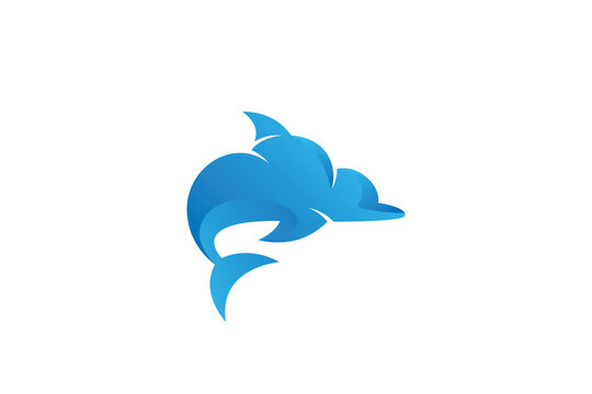 Creative logo design depicting a dolphin shaped like a clowd - Logo Design Template	
