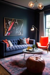 Vibrant color tasteful living room. Generative AI