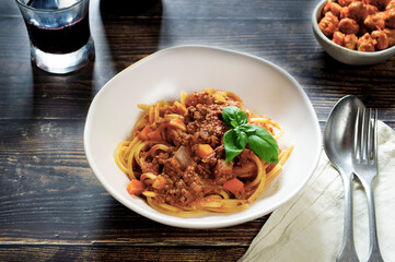 Spaghetti bolognese, an italian typical dish