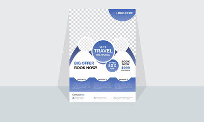 Travel Flyer Template Design. marketing, business proposal, promotion, advertise, publication, cover page. New professional travel  flyer. Colorful Gradient flyer design.
