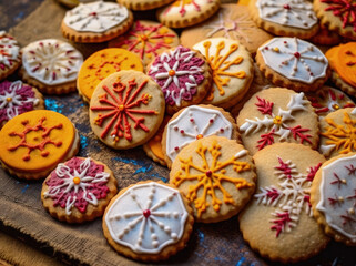 Assortment homemade sugar cookies with festive decoration