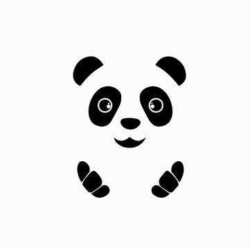 Cute panda face on white background
